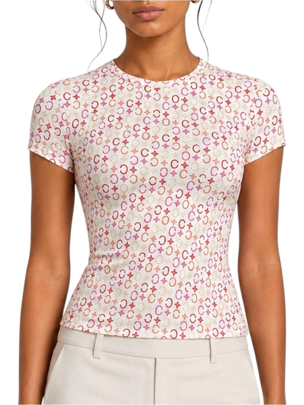 CÉLINE Pink White C Macadam Logo Shirt XS